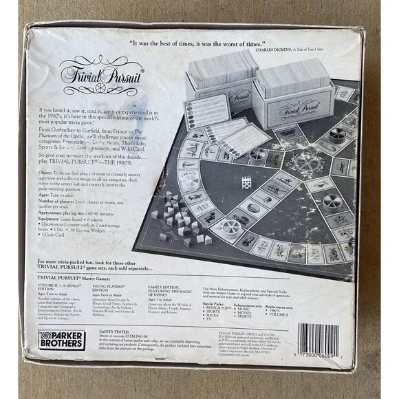 Board Game Parkers Brother Trivial Pursuit The 1980s Master Trivia Complete - Picture 5 of 7